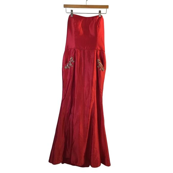 Blondie nights prom ball gown, red with rhinestone pockets size 11 juniors - Picture 1 of 4